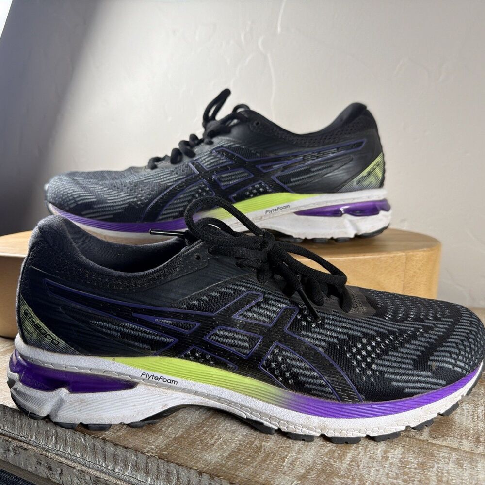 Asics GT2000 8 Black Purple Lime Running Women's Shoes Sz 10 or Men's 8.5B